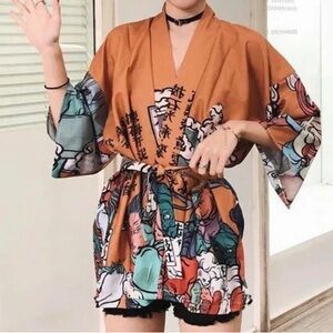 Colorful Kimono Style Robe